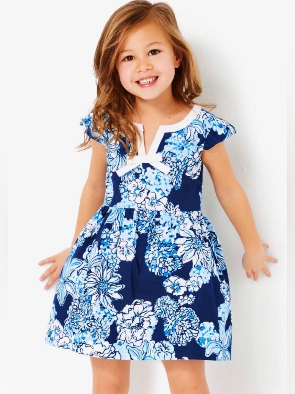 Lilly Pulitzer girls Louise dress navy bouquet all day size 14 NWOT